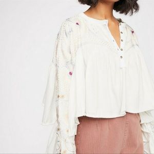 Free People Delhi Moon embroidered Ruffles top